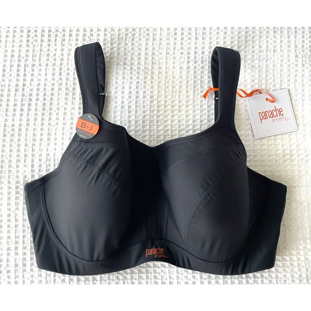 NWT Panache Size 36E Power Wired Sports Bra Style 5021 Underwire Black - Picture 2 of 6